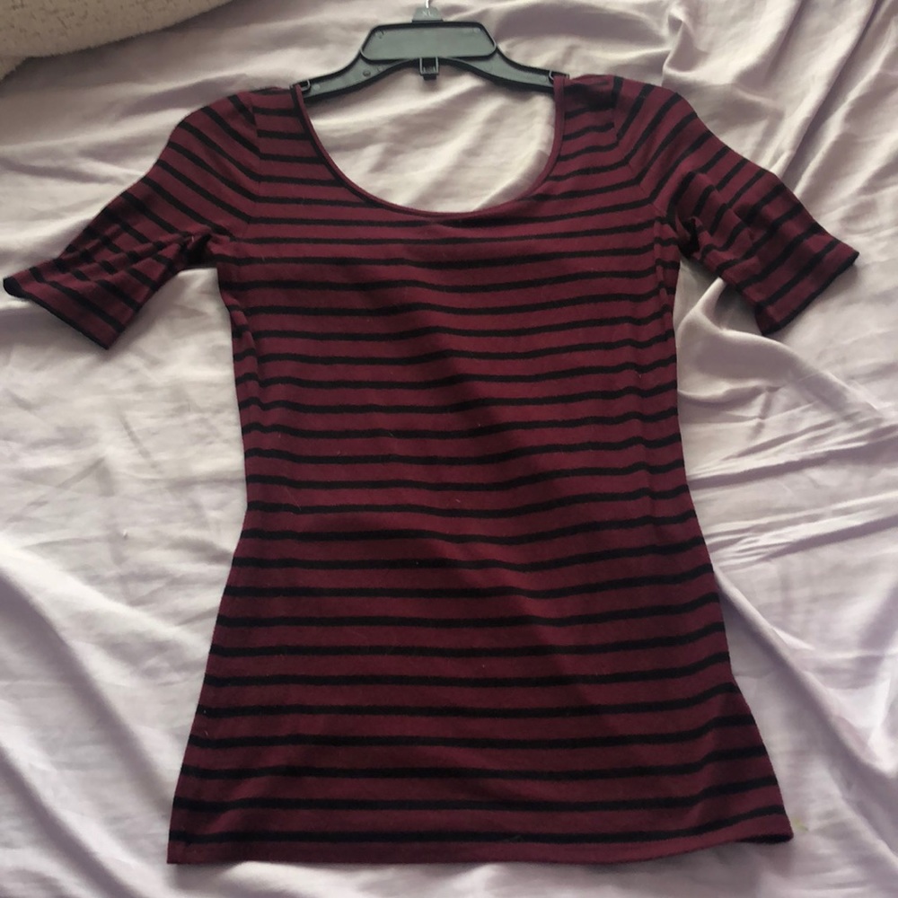 Maroon and black striped shirt